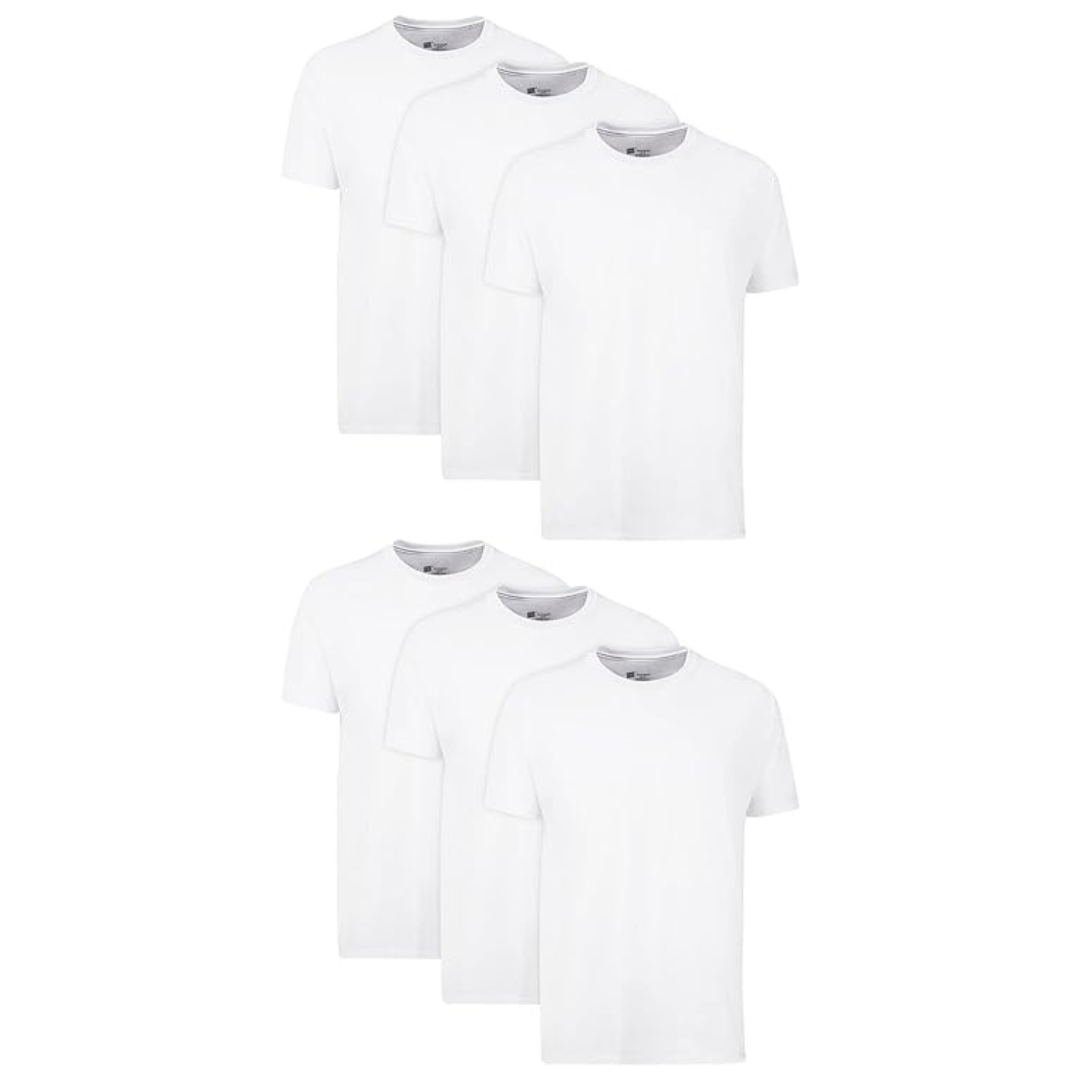 Hanes Men’s Cotton Moisture-Wicking Crew Tee Undershirts (6 Pack)