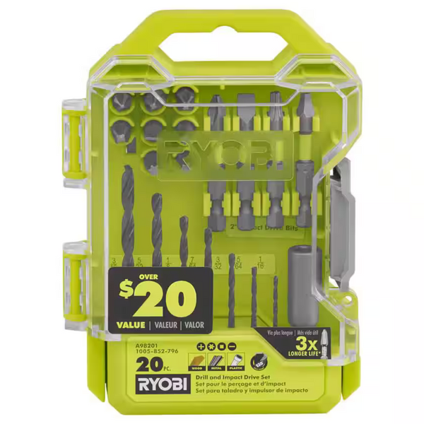 20-Piece Ryobi Drill & Impact Drive Kit (A98201)