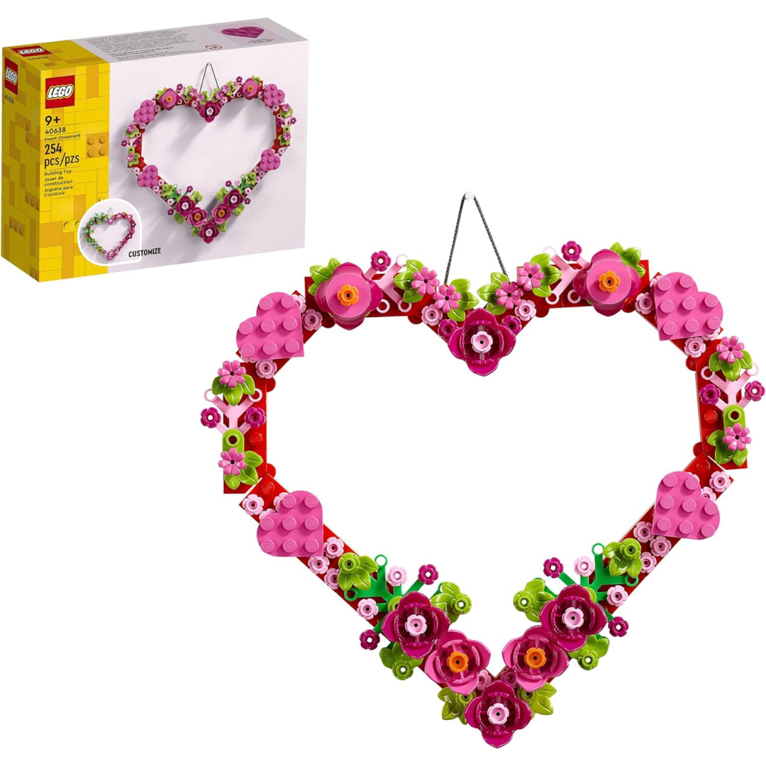 LEGO Heart Shaped Artificial Flowers Ornament Building Toy Kit