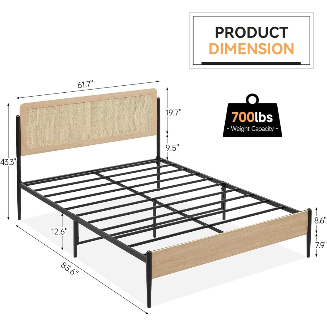 Queen Size Heavy Duty Metal Platform Bed Frame with Headboard