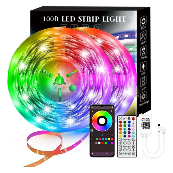 100ft Sync To Music Smart LED RGB Strip Lights (2 Rolls Of 50ft)