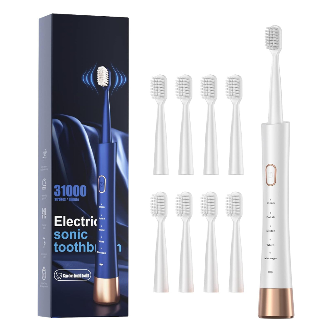 High Vibration Sonic Electric Toothbrush With 8 Brush Heads