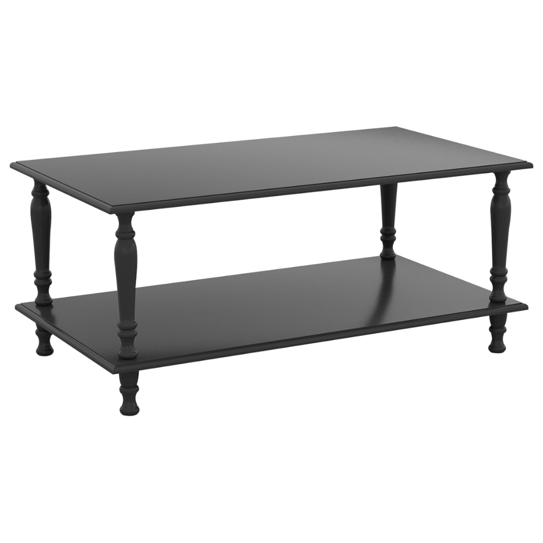 European Black 39" Rectangle Coffee Table With Storage