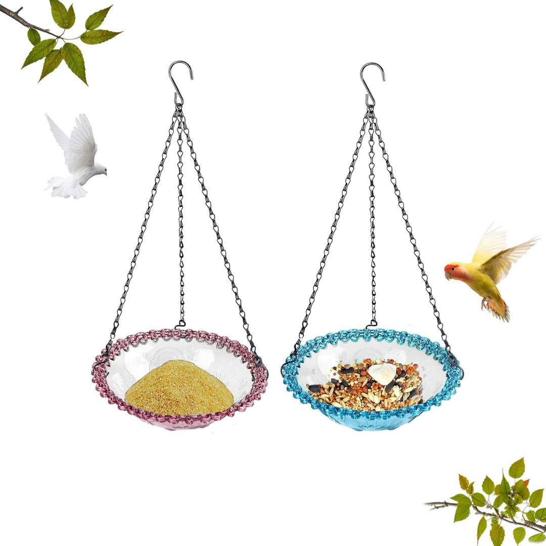 2-Pack Hanging Bird Baths Plastic Bowls