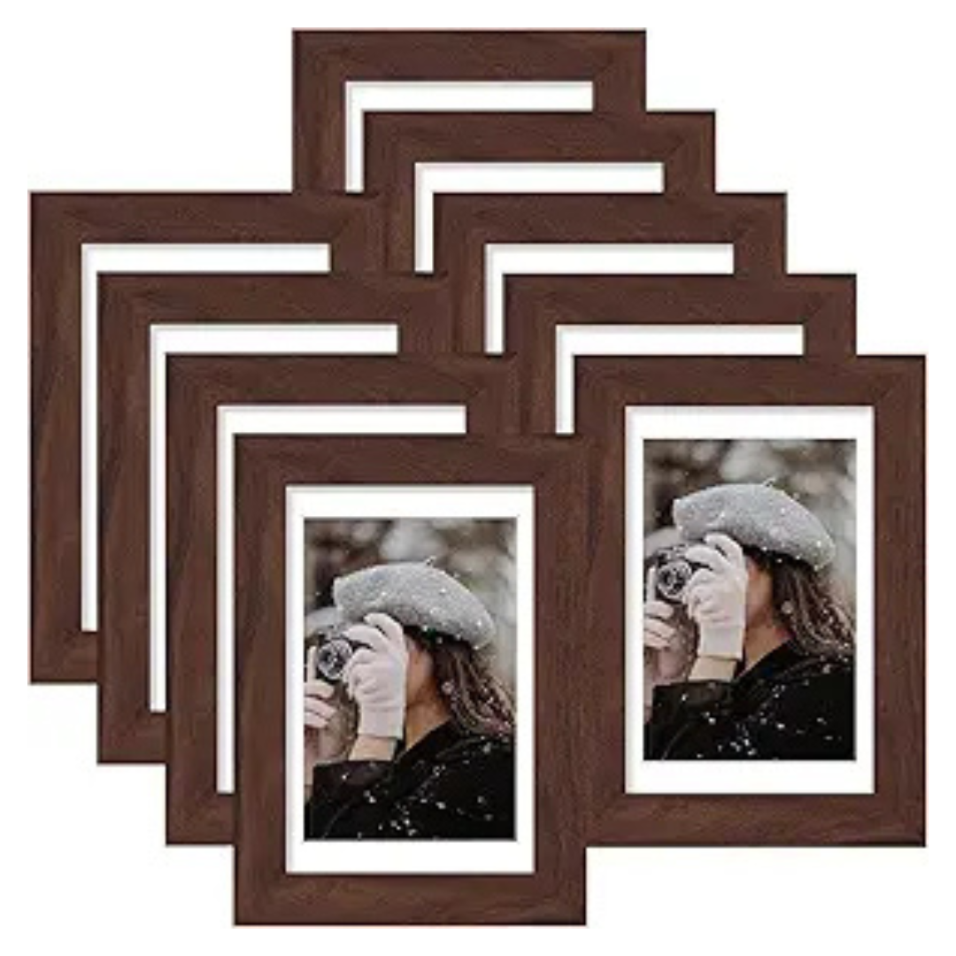 Set Of 6 Vittanly Walnut Wooden Picture Frames