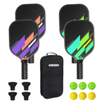 4-Pack Hikeen Carbon Fiber Pickleball Paddles Set With 1 Carrying Bag & 4 Pickleball