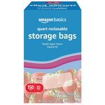 150-Count Amazon Basics Double Zipper Food Storage Bags (Quart)