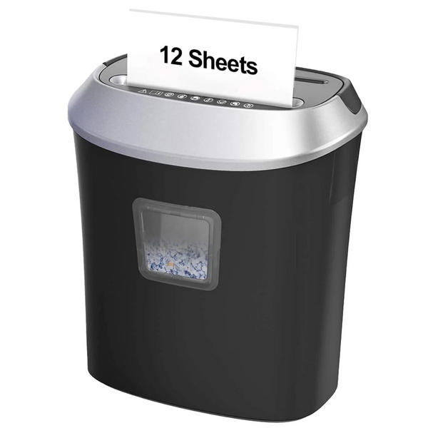 Dodocool 12-Sheet Crosscut Paper/CD/Credit Card Shredders W/Pullout Basket