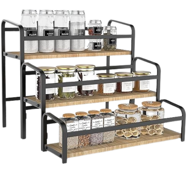 Tisement 3-Tier Countertop Spice Rack Organizer With Magnetic Connection