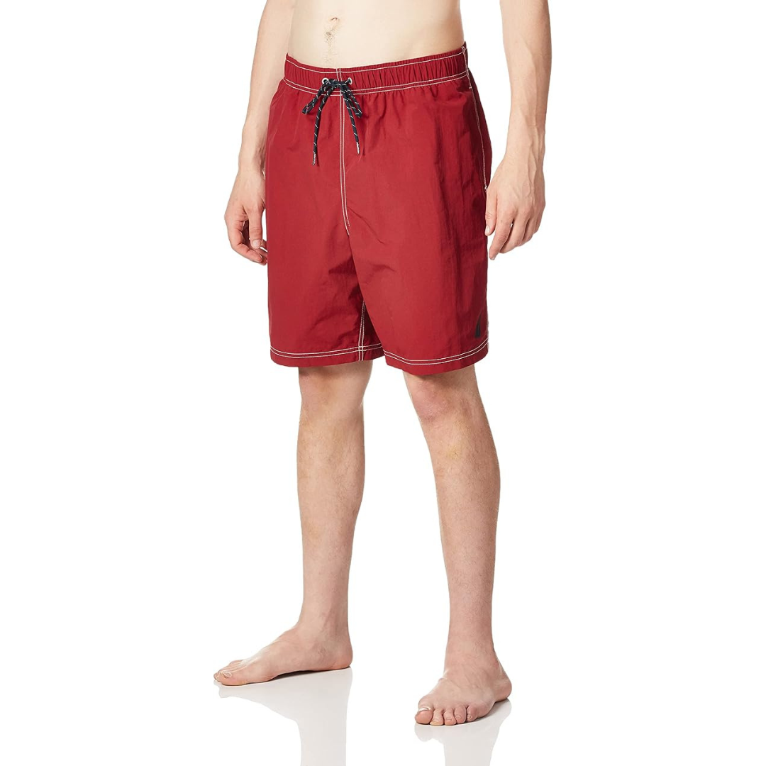 Nautica Men's Standard Solid Quick Dry Classic Logo Swim Trunk