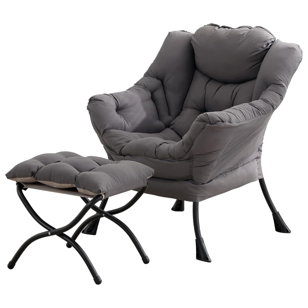 Tiita Lazy Large Accent Lounge Chair With Ottoman and Footrest