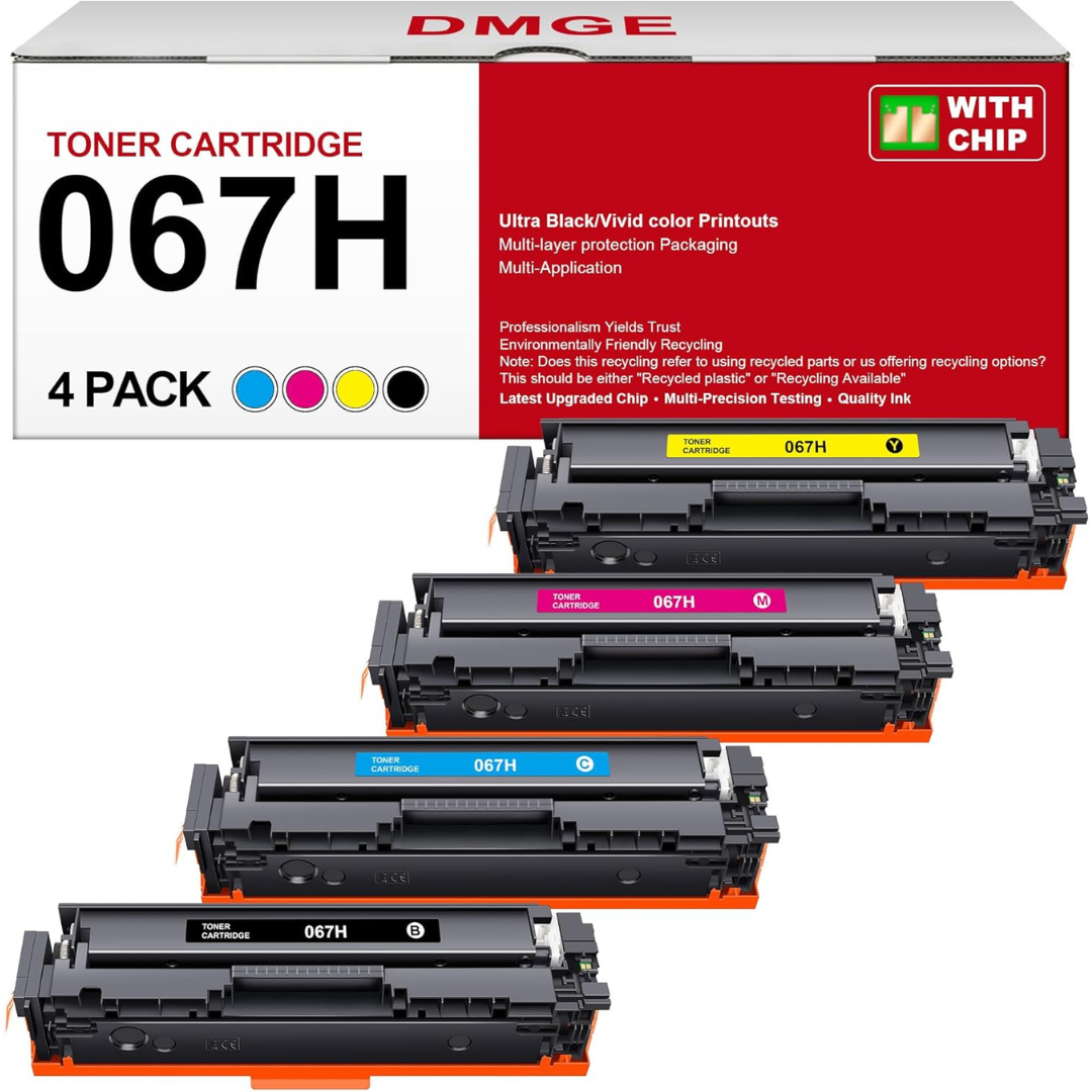 4-Pack 067 Toner Cartridge Compatible w/ Canon Color imageCLASS Printers