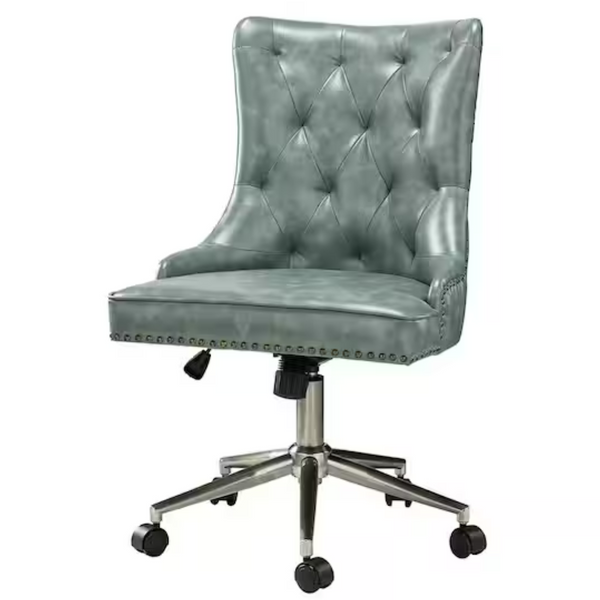 Jayden Creation Herse Sage Tufted Nailhead Trim Faux Leather Task Chair