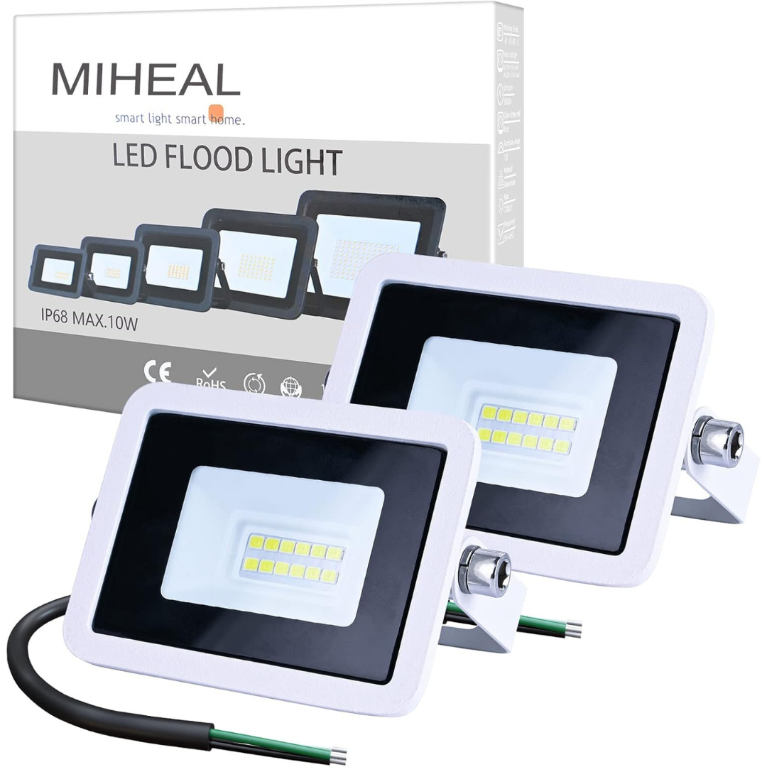 2 Pack White 110V 10W LED Flood Light