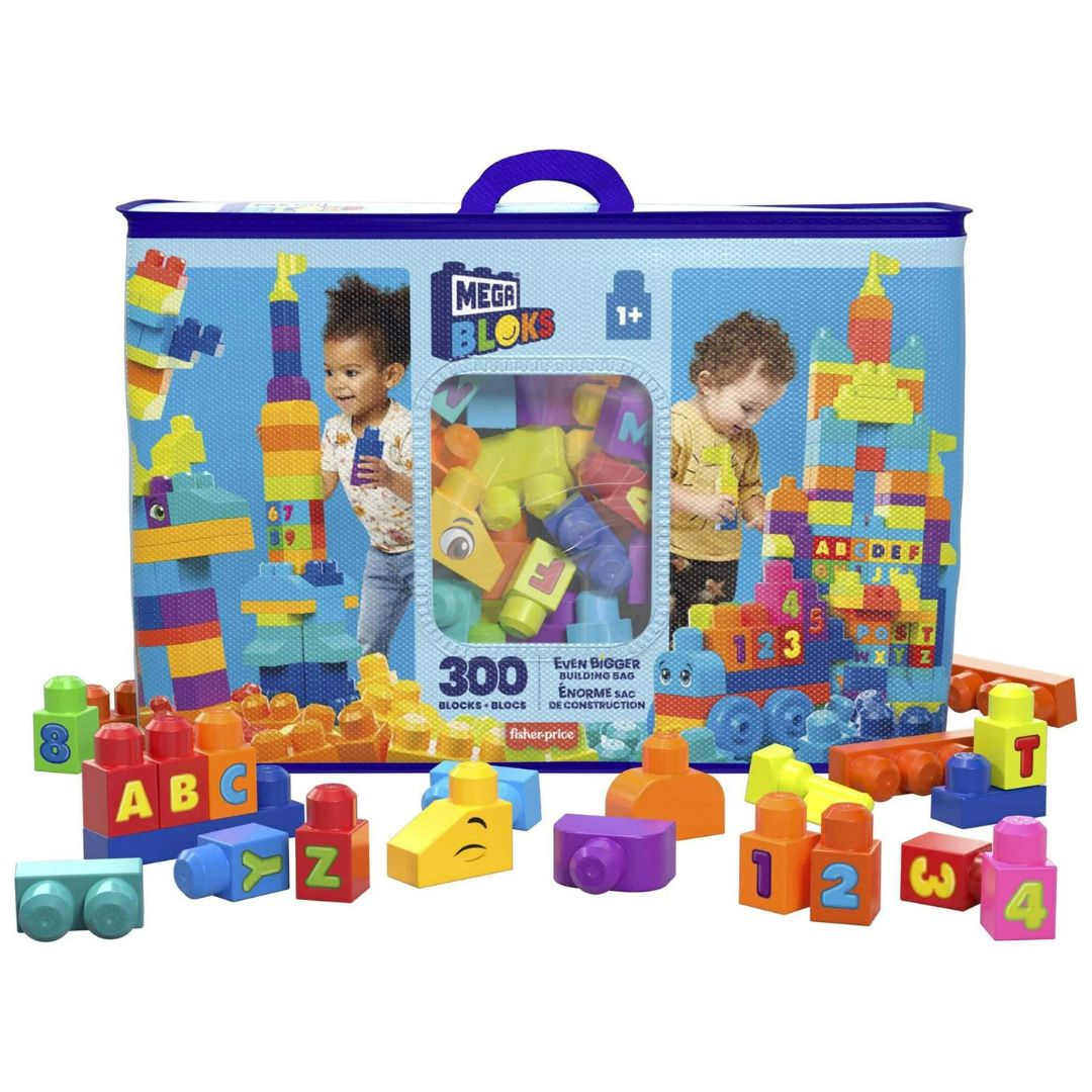 MEGA BLOKS Toy Blocks Even Bigger Building Bag With Storage (300 Pieces)