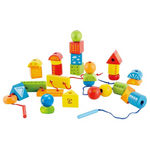 Hape String Shapes Wooden Toy Blocks In 32 Pieces