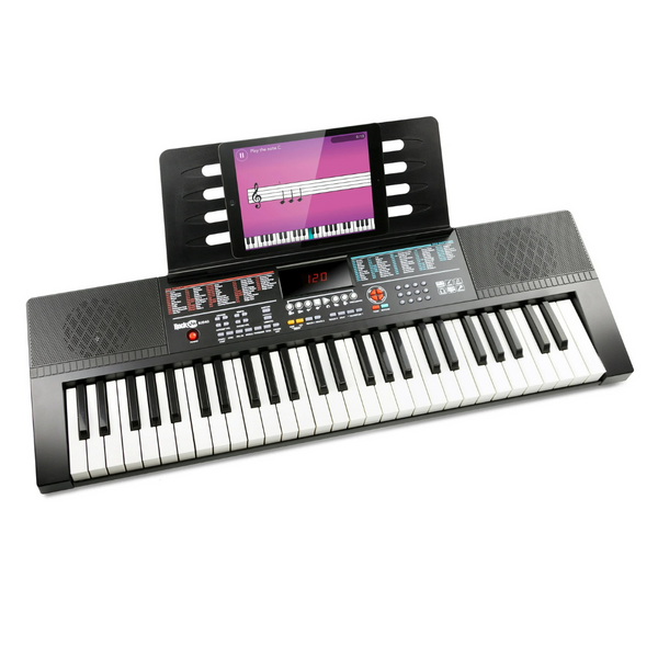 RockJam 61-Key Black Electronic Keyboard Piano With Sheet Music Rest, Piano Note Stickers