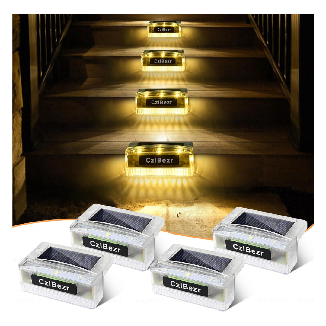 4-Pack CzlBezr 8 LEDs Outdoor Waterproof Solar Stair Lights