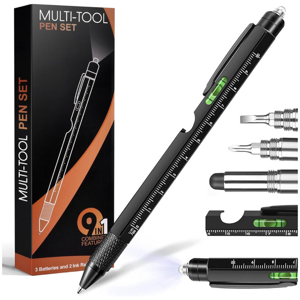 9-in-1 Multi Tool Pen Cool Gadget with LED Flashlight