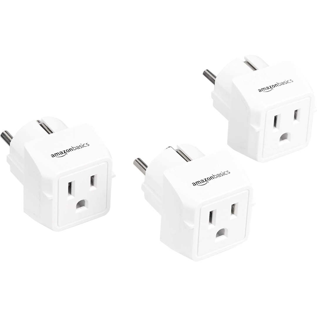 3-Pack Amazon Basics 250V 10A 2-In-1 Travel Plug Adapter