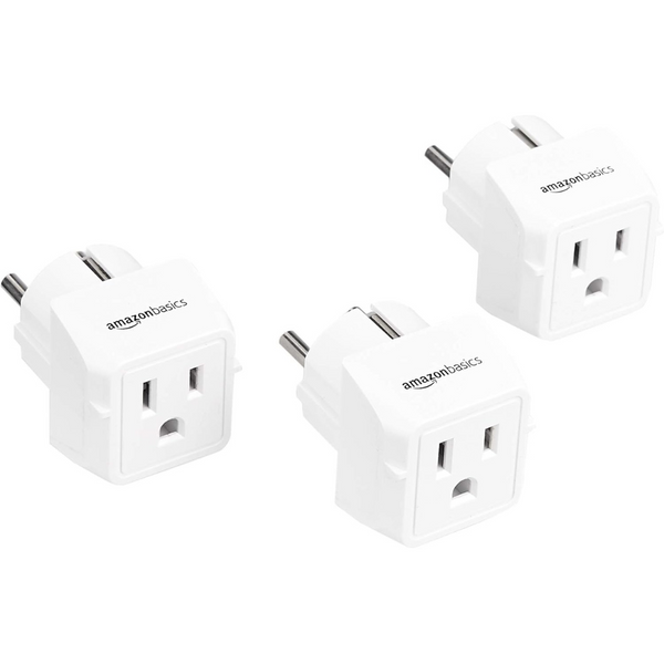 3-Pack Amazon Basics 250V 10A 2-In-1 Travel Plug Adapter