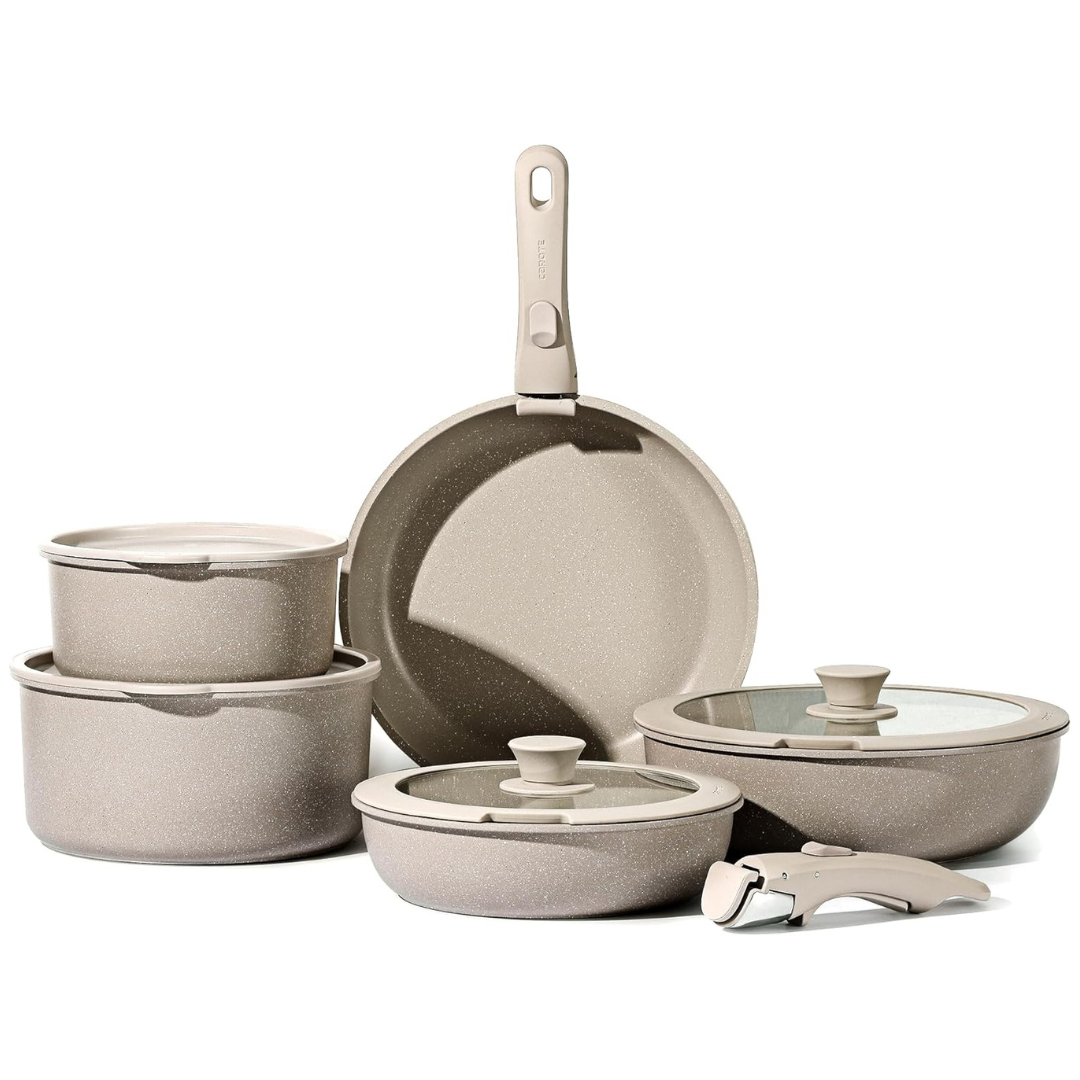 11-Piece Carote Nonstick Cookware Set With Removable Handle