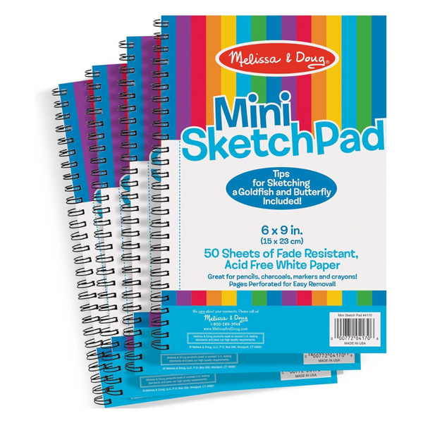 4-Pack Melissa & Doug 6" x 9" Spiral-Bound 50-Sheet Mini-Sketch Pad