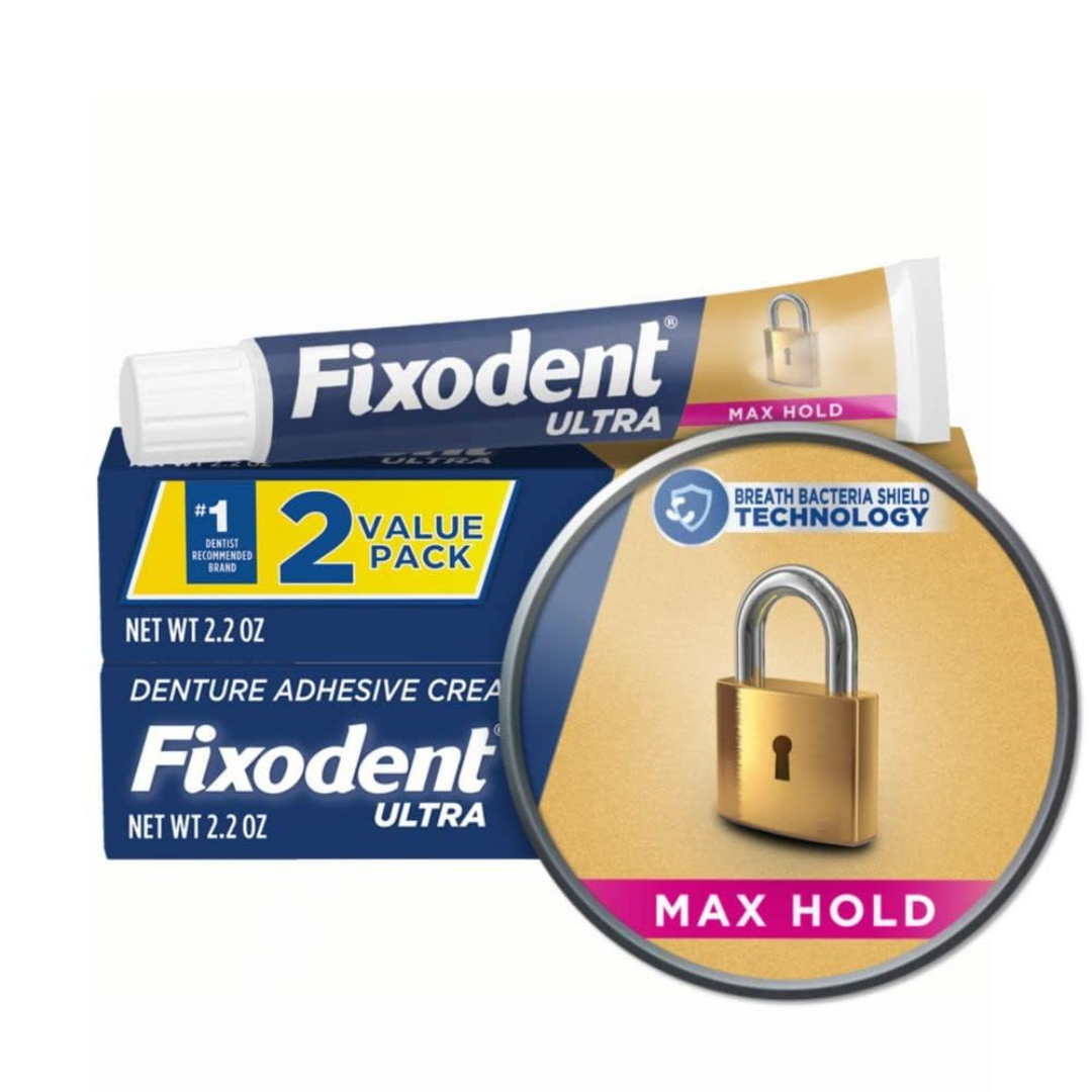 2-Pack Fixodent Ultra Max Hold Denture Adhesive, 2.2 Ounce