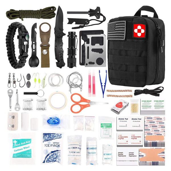 216-Piece Professional Survival Gear Equipment Tools First Aid Supplies Kit