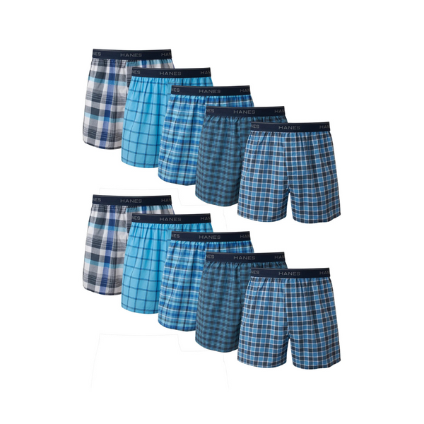 10-Pack Hanes Men's Moisture-Wicking Boxer Underwear (Various Sizes)