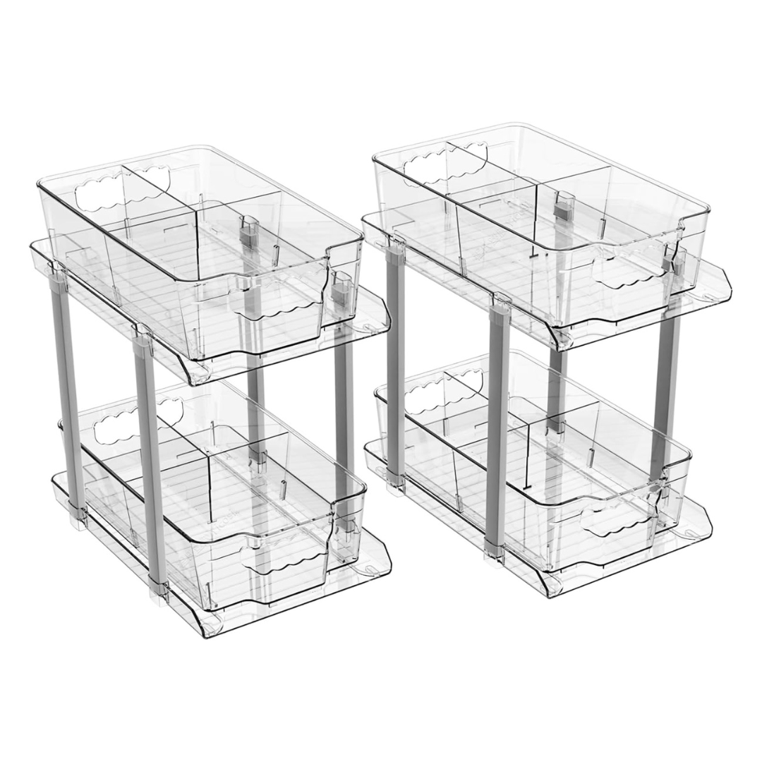 Set Of 2 Multi-purpose 2-Tier 12.8" Tall Under Cabinet Storage