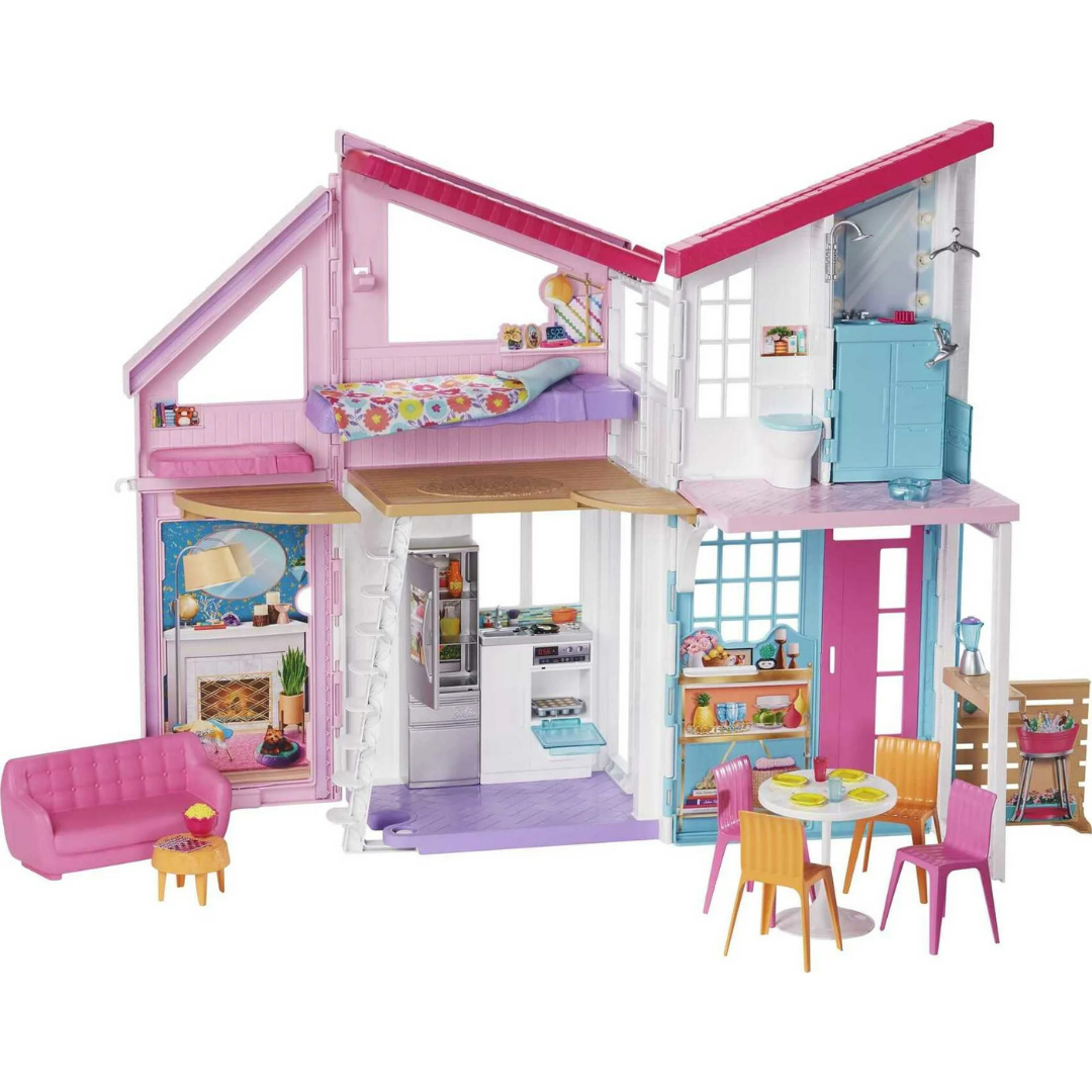 Barbie Malibu House Dollhouse Playset With 25+ Furniture And Accessories