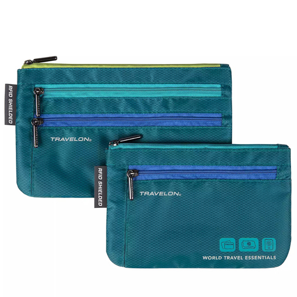 Set Of 2 Travelon Currency and Passport Organizers (Peacock Teal)