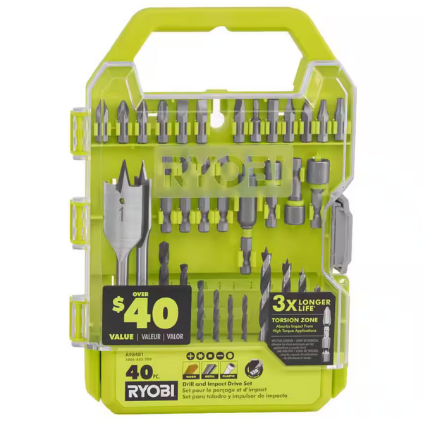 40-Piece Ryobi Drill And Impact Drive Kit