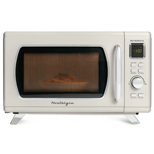 Nostalgia 0.9 Cu Ft Mid-Century Retro Countertop Microwave Oven