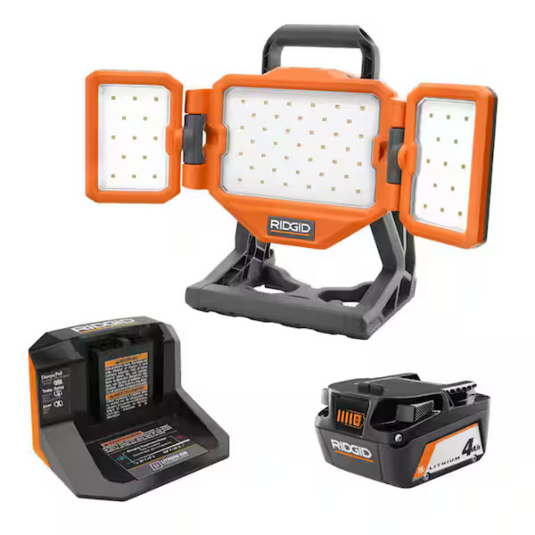 Ridgid 18V Hybrid Panel Light Kit With 4.0Ah Battery & Charger