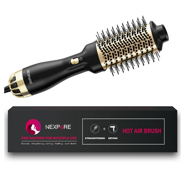 Upgraded 4-In-1 Ion Anti-Frizz Titanium Barrel Hot Air Hair Dryer Brush