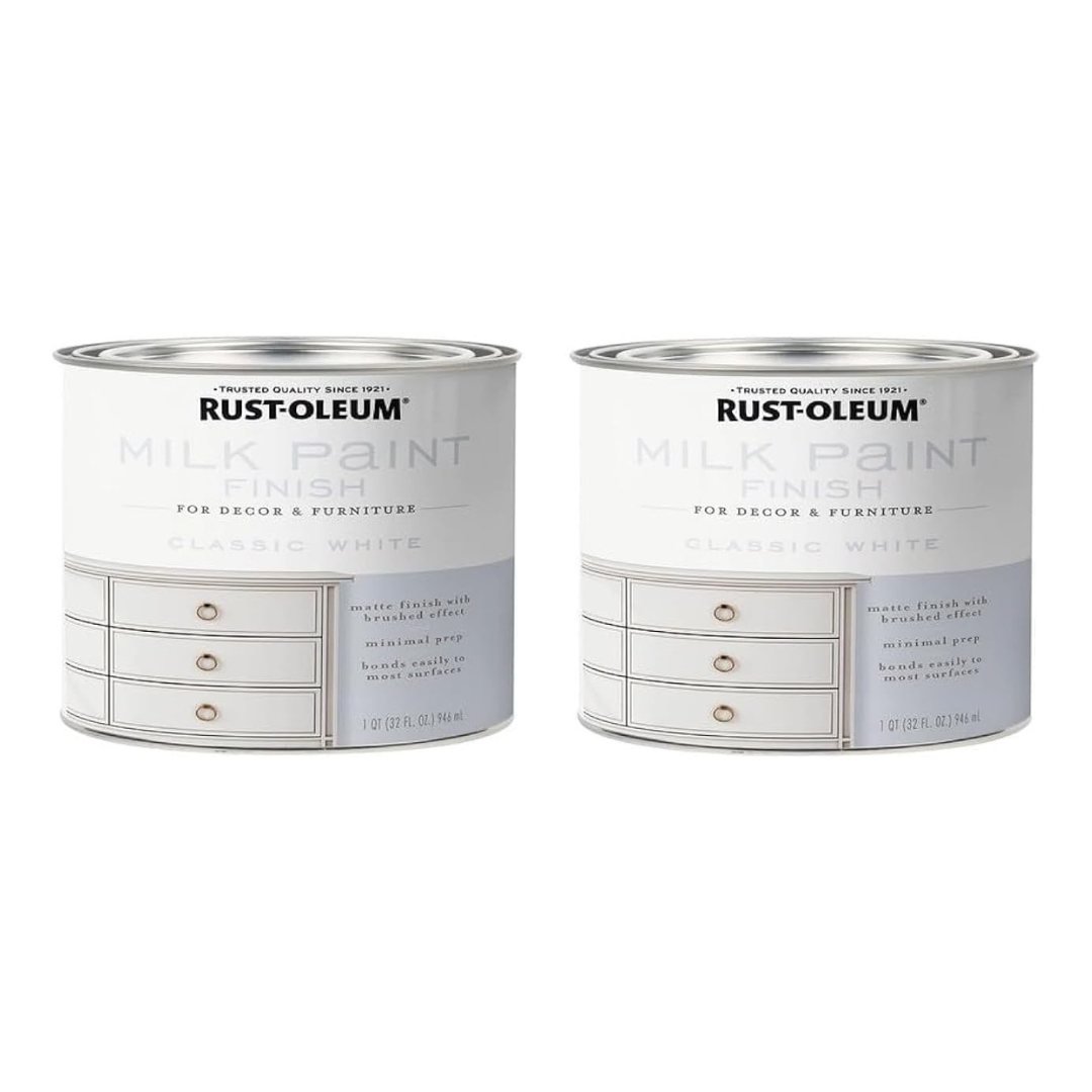 2-Pack Rust-Oleum Classic White Milk Paint Finish 32 Fl. Oz. Can