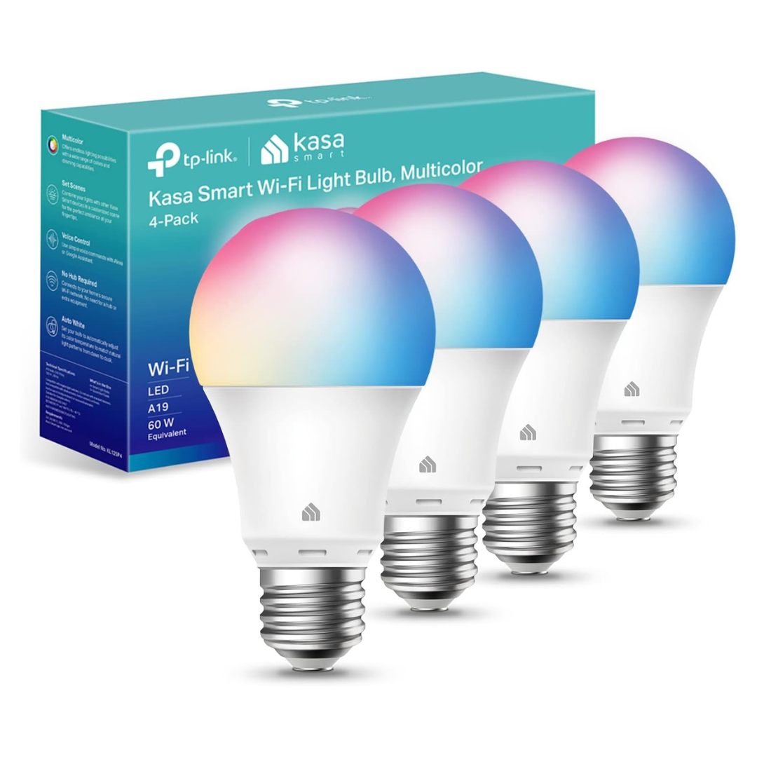 4-Pack Kasa Smart 9W TP-Link KL125 Wi-Fi Light Bulb With Alexa