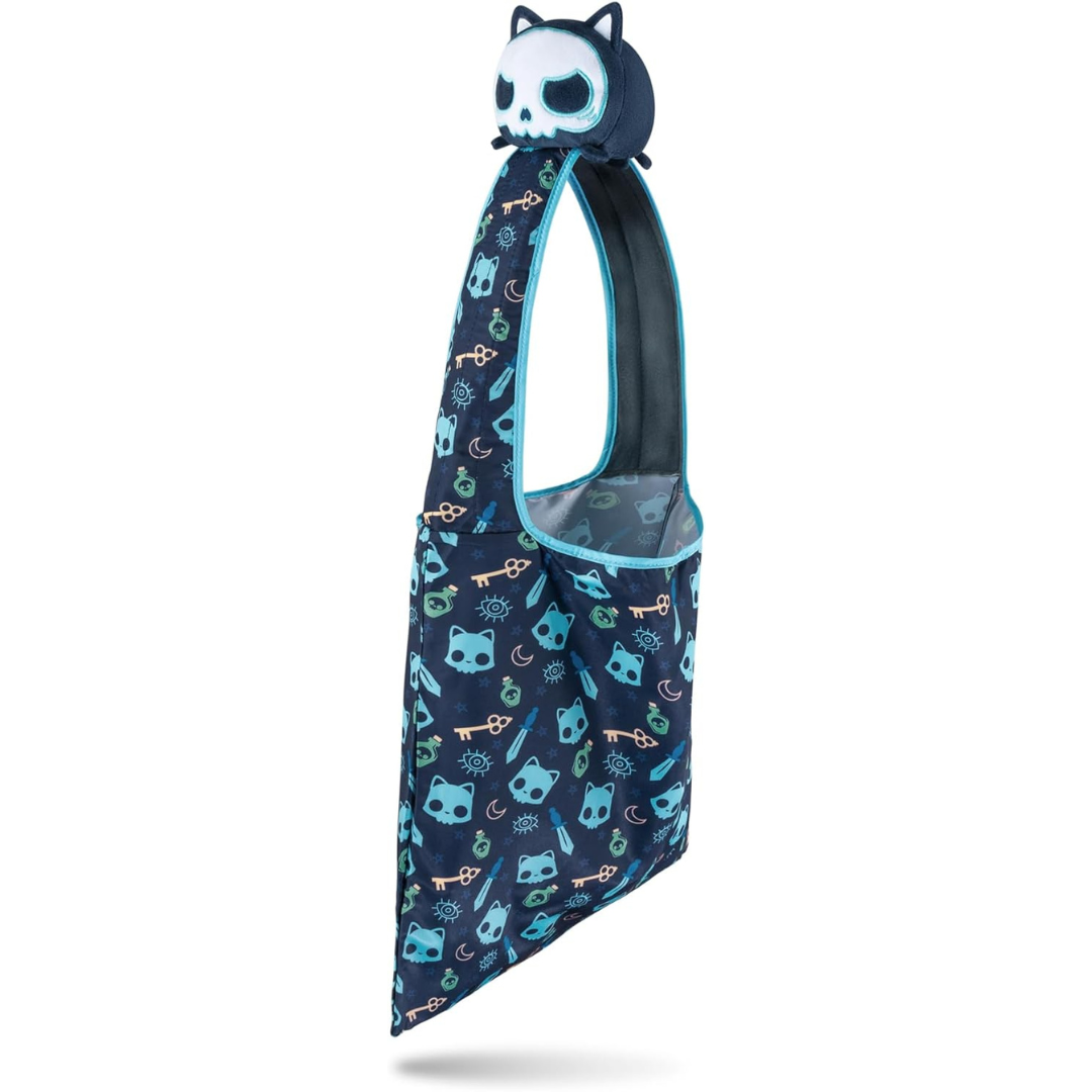 TeeTurtle Dark Blue Skull Cat Plushie Tote Bag