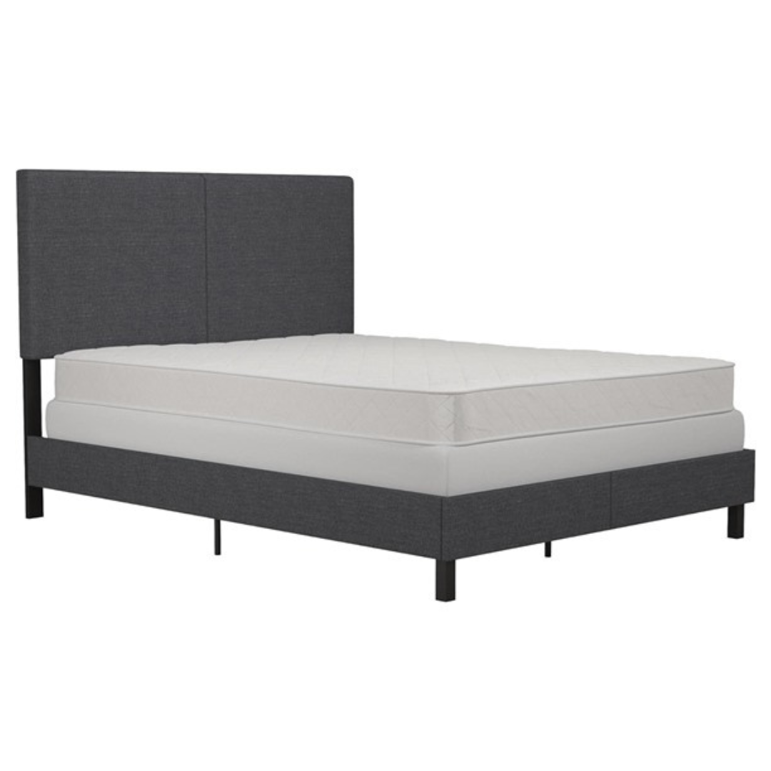 DHP Janford Queen Platform Bed With Upholstered Headboard (Gray Linen)