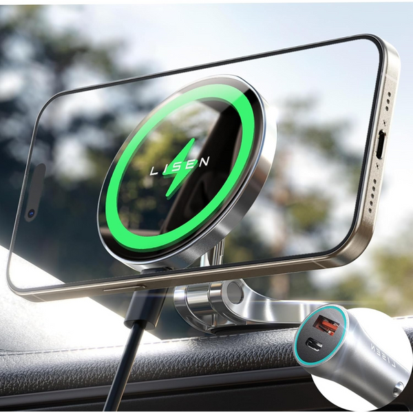 LISEN 15W Dashboard MagSafe Car Mount W/ 38W Car Charger