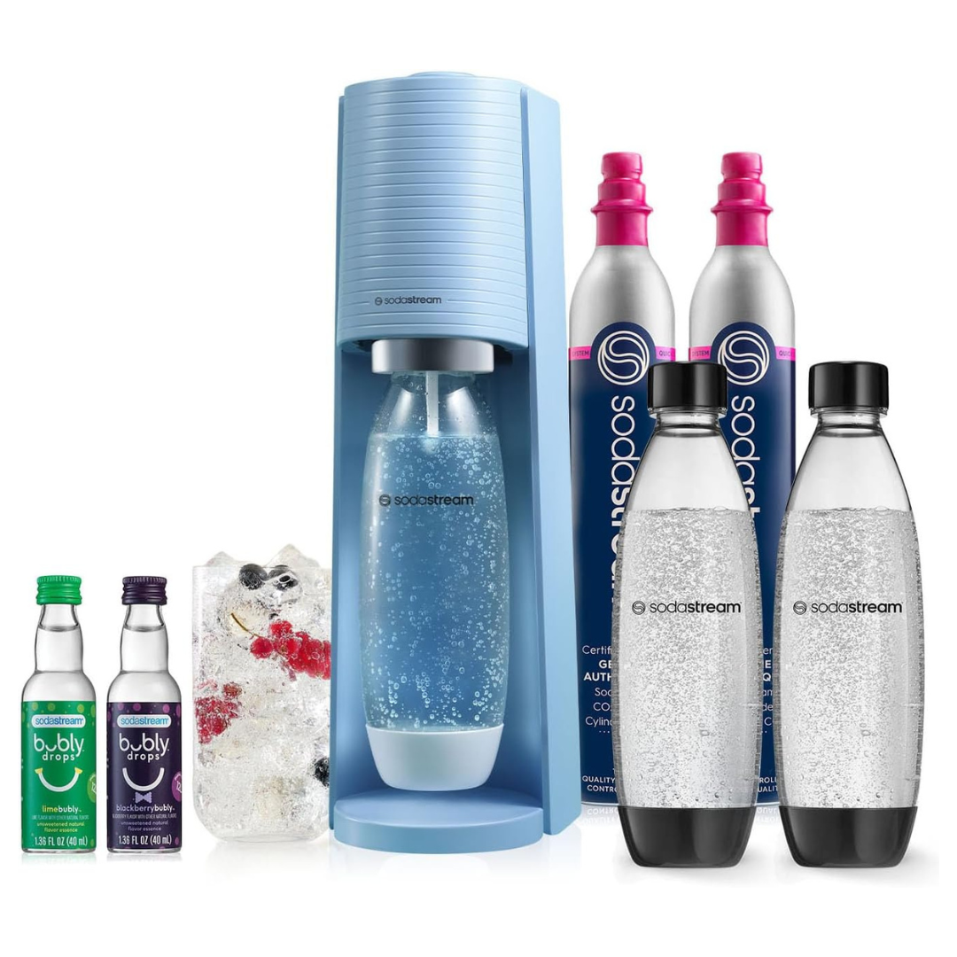 SodaStream Terra Sparkling Water Maker Bundle, With CO2, DWS Bottles, And Bubly Drops Flavors