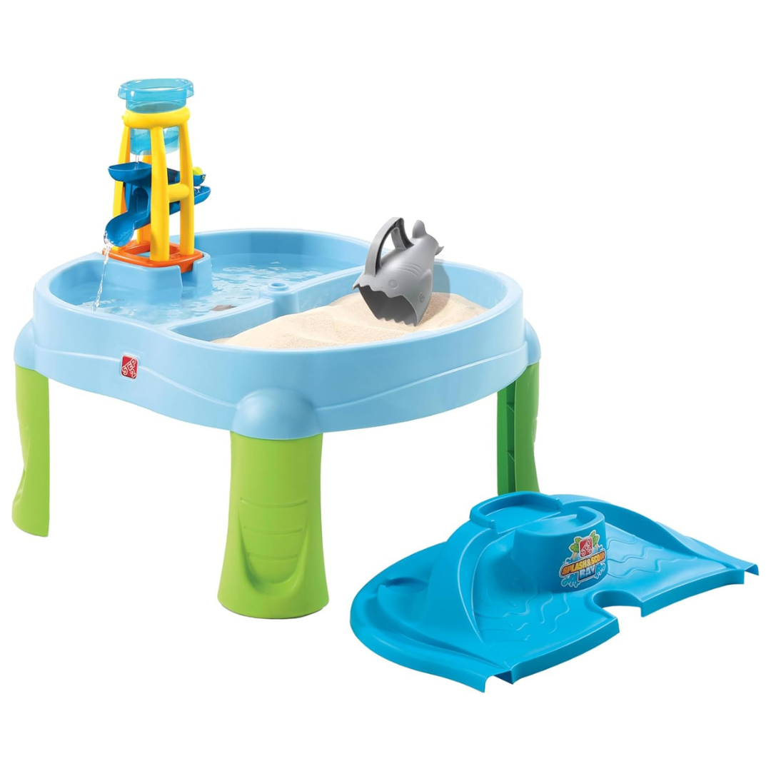 Step2 Splash & Scoop Bay, Kids Sand And Water Activity Sensory Table, 7 Piece Accessory Kit