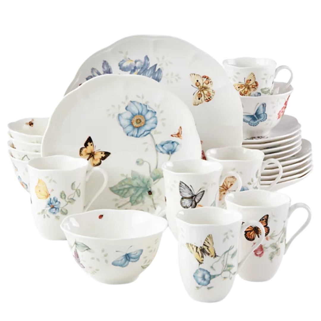 Lenox Butterfly Meadow 24 Piece Porcelain Bowl Set