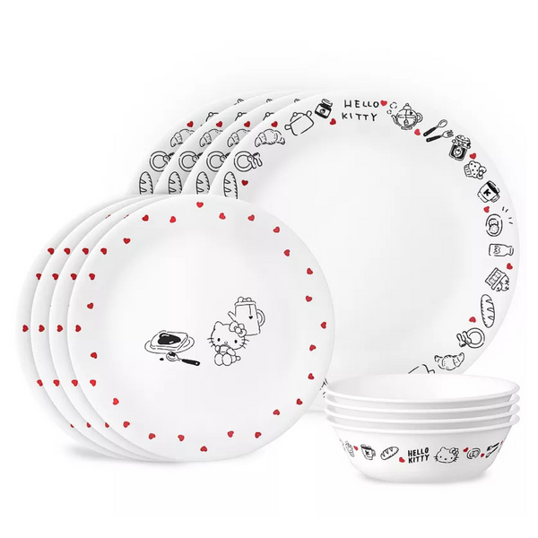 Corelle Vitrelle Hello Kitty Very Delicious 12-Piece Dinnerware Set