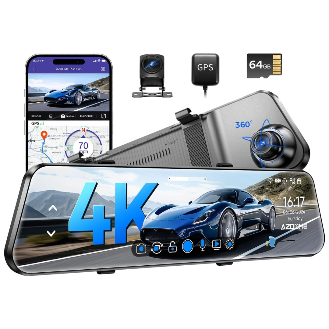 12" WiFi Rear View Front and Rear Mirror Dash Cam