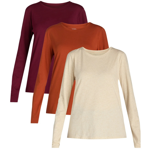 3-Pack Time and Tru Women's Cotton Crewneck Tee (Multi)