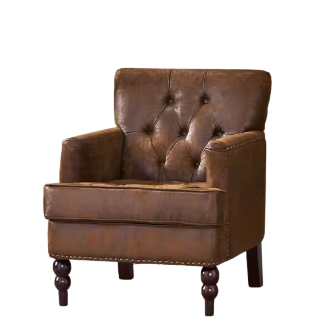 Noble House Malone Beige Microfiber Club Chair With Nailhead Trim