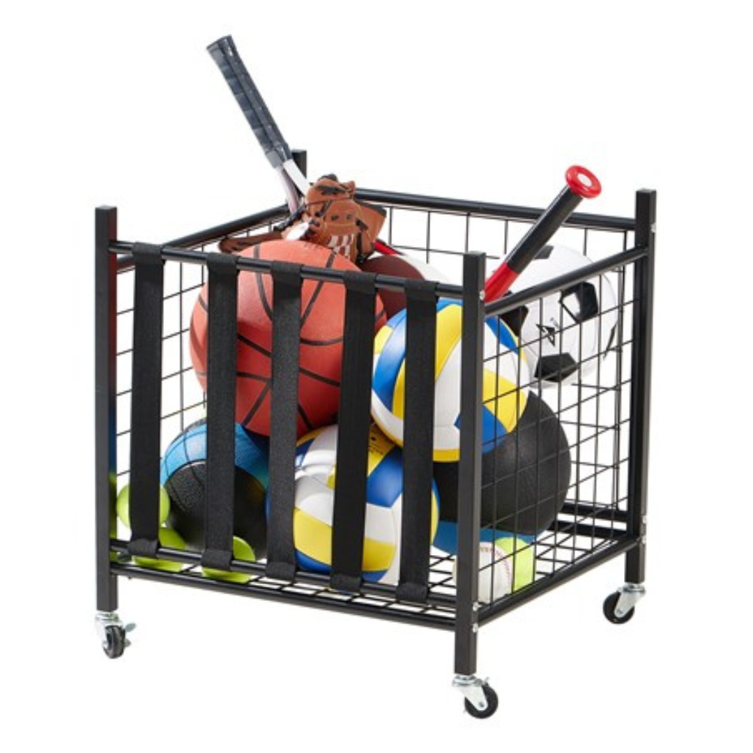 LUGO Rolling Steel Storage Cart With Elastic Straps & Locking Wheels